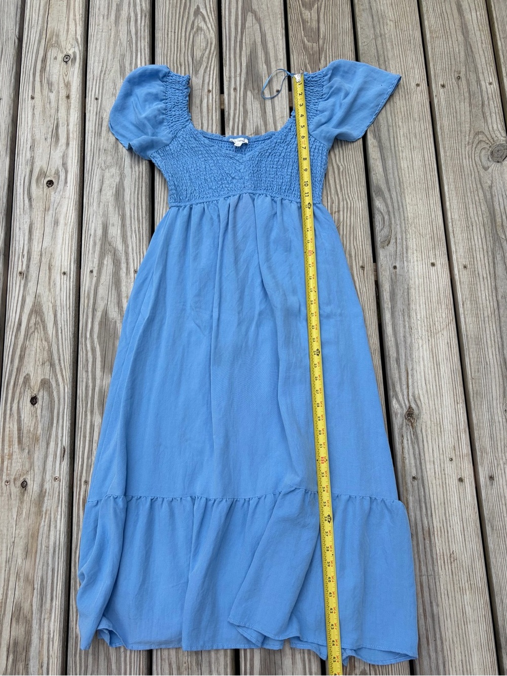 Blu Pepper Smocked Flutter Sleeve Tiered Dress Size Medium Blue Peasant Flowy - Picture 8 of 11